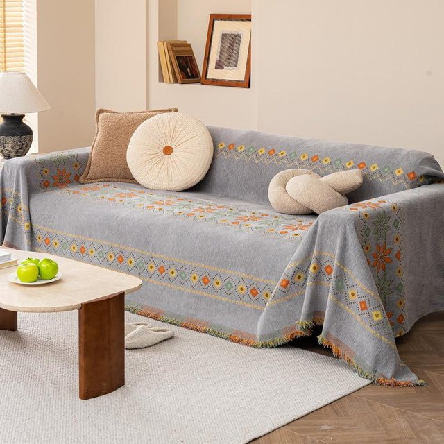 Super Six Sofaüberwurf aus Chenille in Creme, Mehrzweck-Schutzdecke für alle Jahreszeiten, B/B: 180 x 130 cm - Bild 1