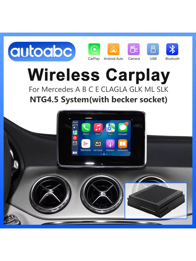 AUTOABC Wireless CarPlay und Android Auto Modul für Mercedes Benz A B C E Klasse GLA CLA GLK NTG4.5 in Schwarz - Bild 7