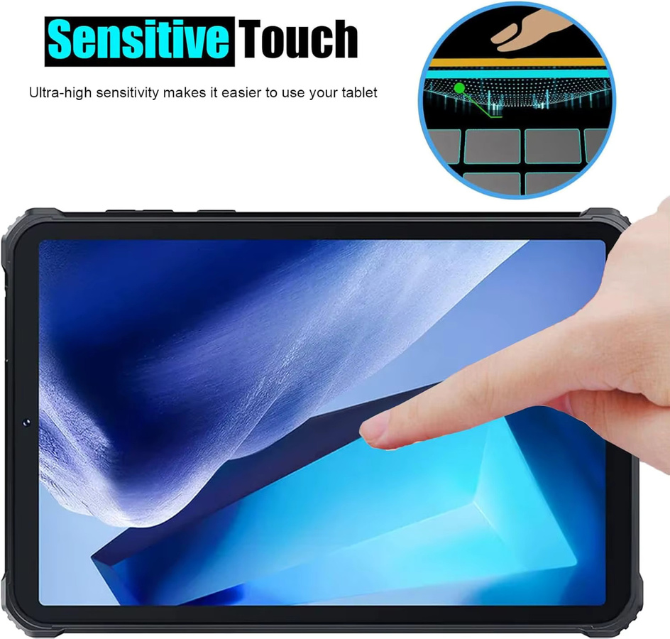 Displayschutzfolie aus gehärtetem Glas für OUKITEL RT3 Plus, RT3 Pro und RT3 (8 Zoll), transparent, 9H Härte, bruchsicher und kratzfest - Bild 5