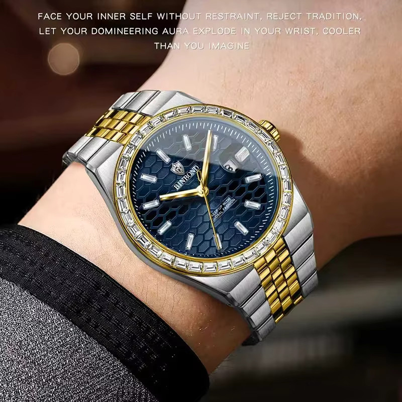 BINBOND Armbanduhr Quarz, Edelstahl, Blau, Herren - Bild 2