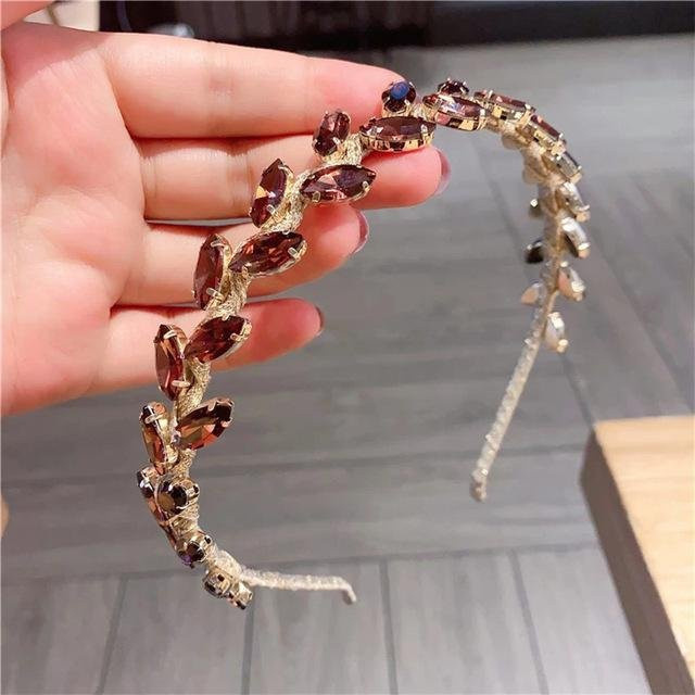 Haarband Damen, Gold Silber, Strass, Blatt, brown - Bild 1