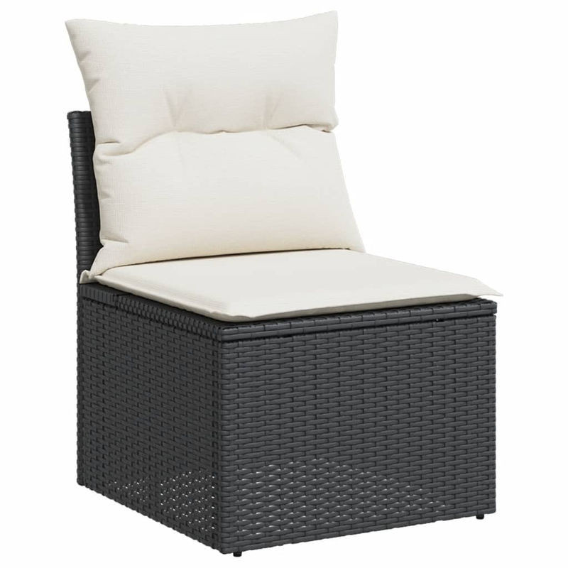 Vidaxl Garten-Sitzgruppe aus schwarzem Rattan mit Kissen für Erwachsene, modern und stabil - Bild 1