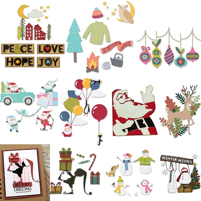 Metall-Stanzen für DIY Scrapbooking und Handwerk mit Weihnachts-Motiven wie Elch, Schneemann und Santa Claus in Multicolour - Bild 1