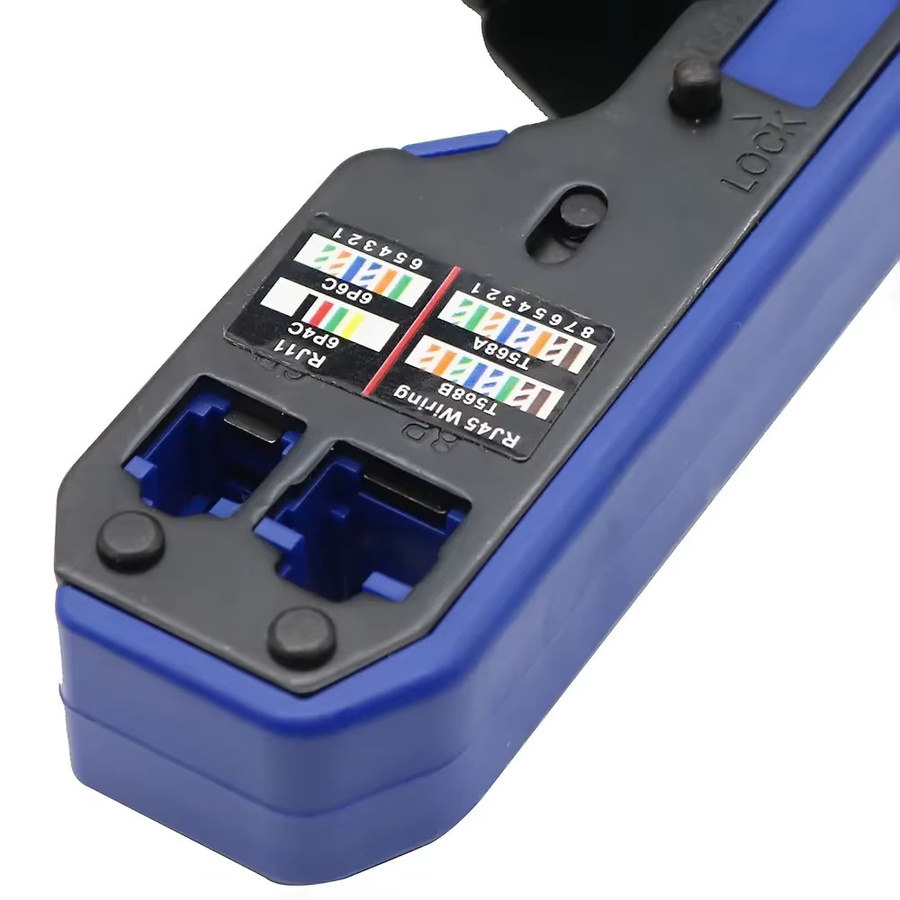 Ninth World Netzwerk Crimper Werkzeug Set für RJ45 Cat6 Cat5E Cat5 sowie RJ11 RJ12 in Schwarz und Blau - Bild 3