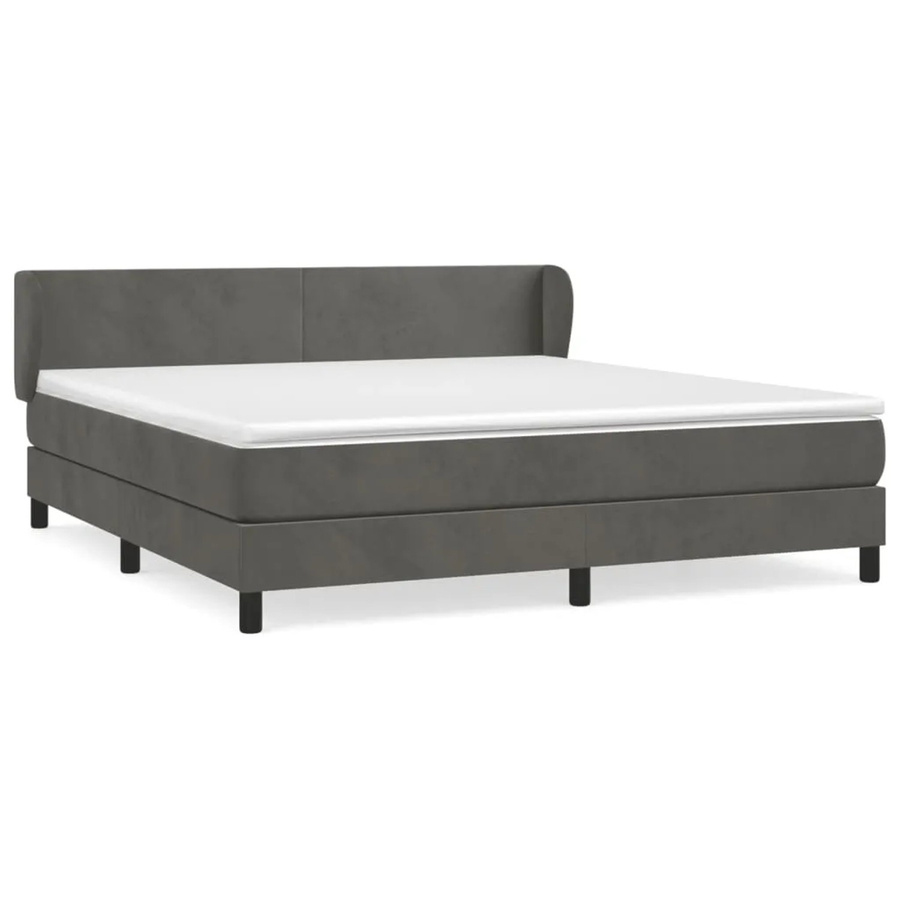 vidaXL Boxspringbett mit Matratze in Dunkelgrau aus Samt, Hybrid-Modell mit Taschenfederkern, B/T: 160 x 200 cm - Bild 2