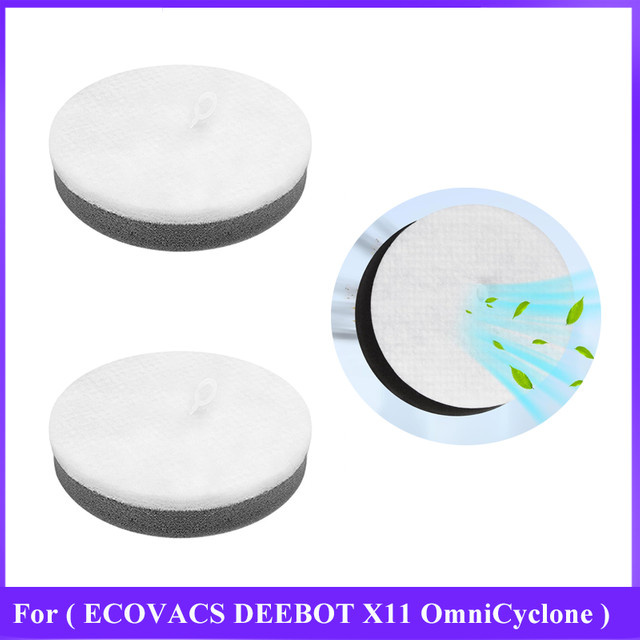 Ecovacs Ersatzteil-Set für DEEBOT X11 OmniCyclone 4/6/9/15: Schwamm und Filterpatronen in Weiß - Bild 1