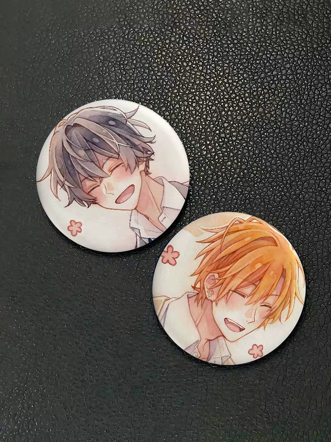 Sasaki und Miyano Anstecknadeln, runde Broschen aus Weißblech - Bild 5