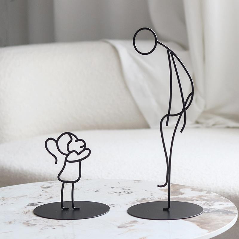 Abstrakte Metalldraht-Charakterornamente in Schwarz als minimalistische Tischdekoration für Hotelrezeptionen und Wohnräume, Breite: 36,0 cm, Höhe: 15,0 cm - Bild 1