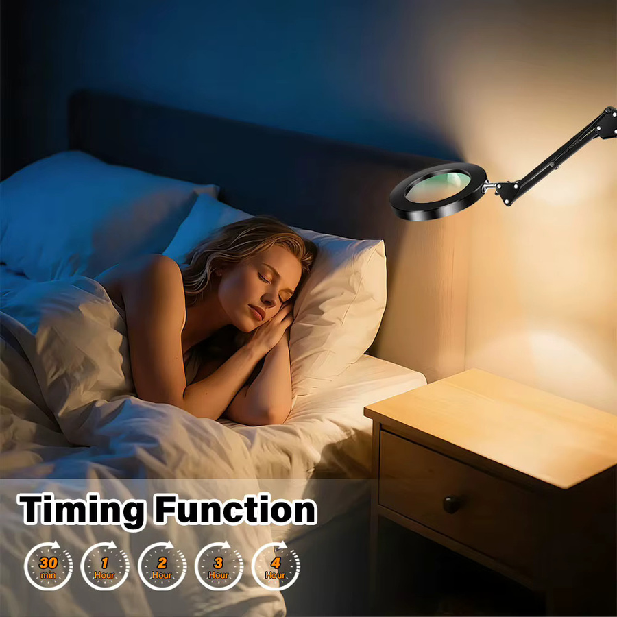 LED Schreibtischlampe mit 10-facher Lupe und Klemme in Schwarz, dimmbar mit 3 Farbmodi, Echtglaslinse und Schwenkarm für Home Office und professionelle Aufgaben - Bild 6