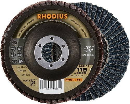 Rhodius LSZ F1 Fächerschleifscheibe Körnung 24 für Edelstahl und Stahl, 10 Stück, Schwarz - Bild 1