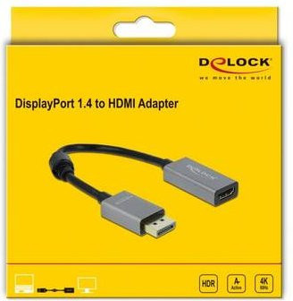 Delock Aktiver DisplayPort 1.4 auf HDMI Adapter 4K 60Hz HDR Schwarz Grau - Bild 2