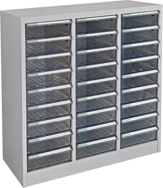 PROREGAL Schubladencontainer Kobra mit 27 Schubladen aus Metall in Lichtgrau, H x B x T: 88 x 80 x 35 cm - Bild 1