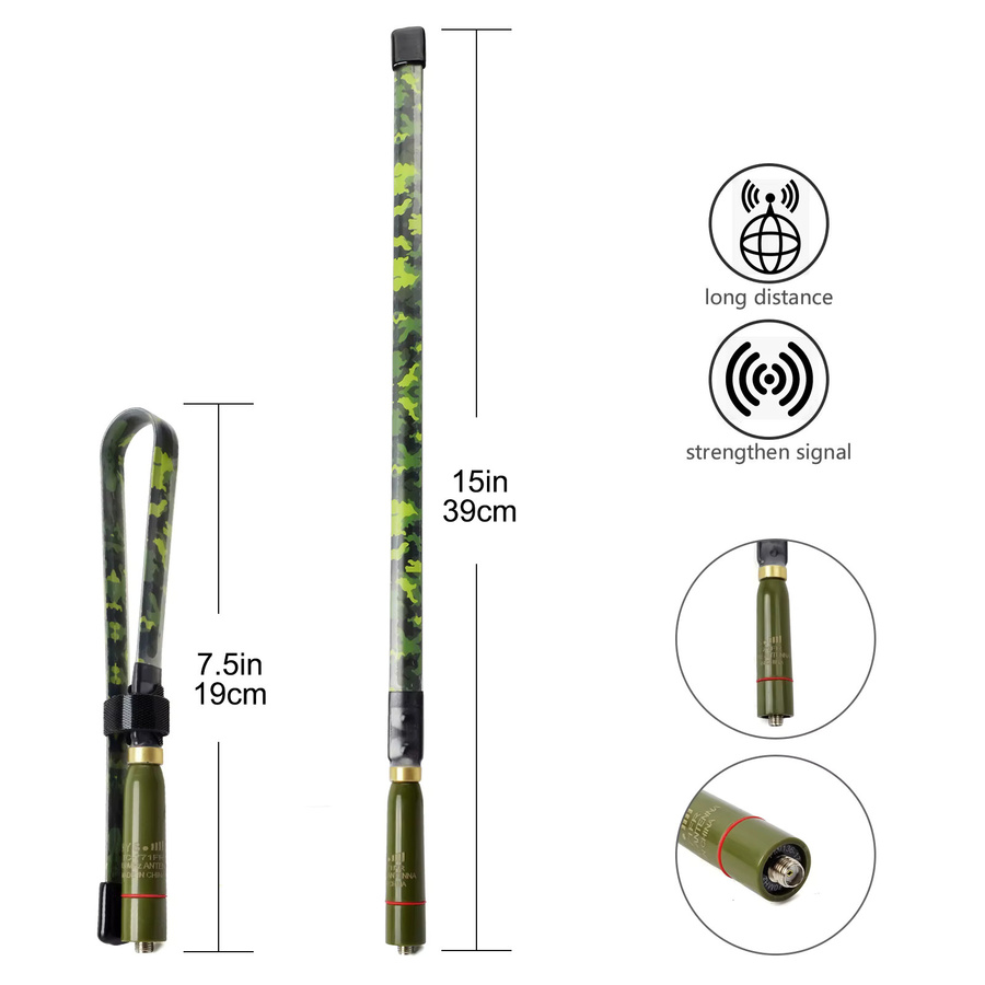 YNIBST Taktische Schinkenantenne VHF/UHF 144/430 MHz High Gain faltbare Radioantenne mit SMA-Buchse in Grün für Baofeng UV-5R BF-F8HP K5PLUS, 15 Zoll - Bild 2