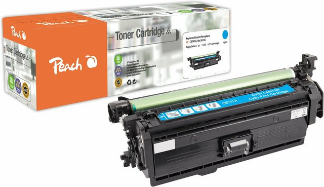 Peach Cyan Tonerpatrone HP 307 AC Ersatz für HP No. 307A C CE741A, wiederaufbereitet, passend für HP Color LaserJet CP 5200, CP 5220 und CP 5225 - Bild 1
