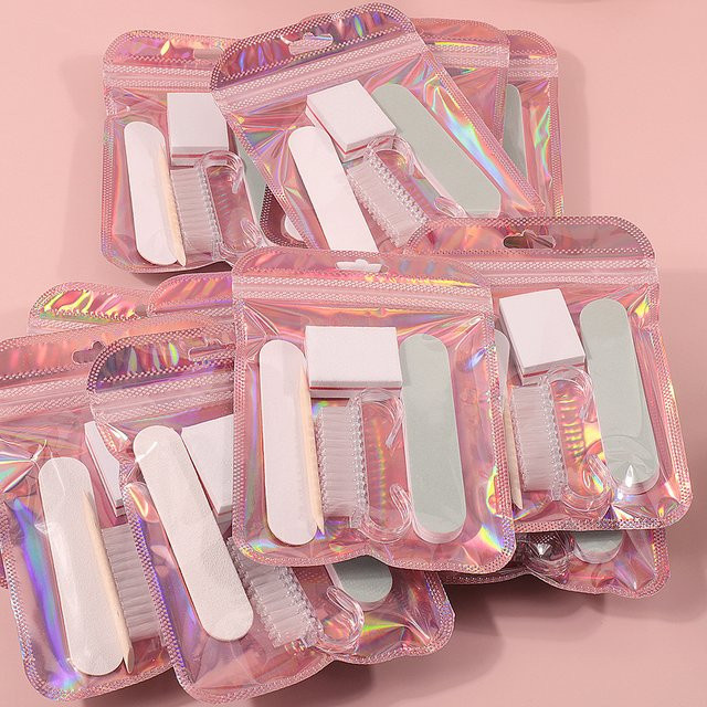 klimonla Maniküre Set, Nagelfeilen, Puffer, Nagelbürste, Polierblock, Holzstäbchen, Nagelhautschieber, Unisex - Bild 1