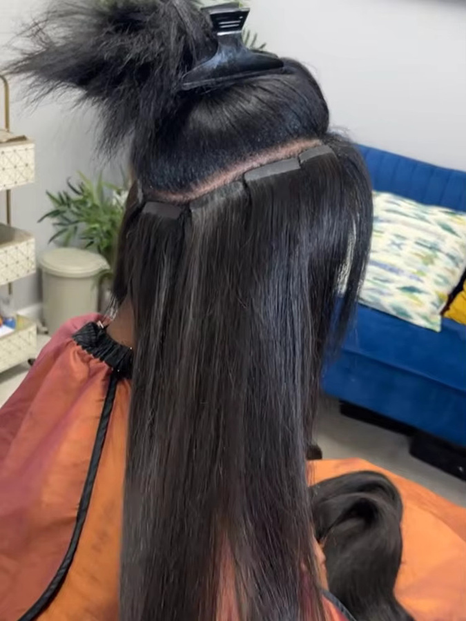 xbeauty Tape-In-Echthaar Haarverlängerungen, maschinelles Remy, 20 Stück, 66 cm, Unisex - Bild 6