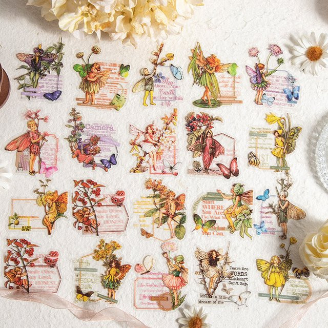 30 Stück Scrapbook PET-Aufkleber mit Elfen- und Blumenfee-Motiven in Multicolour für dein Tagebuch und Kinderhandbuch - Bild 1