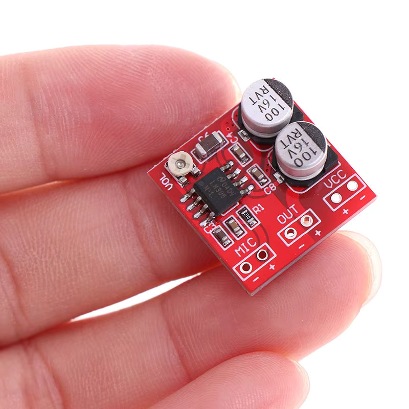 LM386 Mikrofon-Leistungsverstärker-Platine mit 200-facher Verstärkung, Farbe: Rot, Betriebsspannung: DC 5V-12V - Bild 2