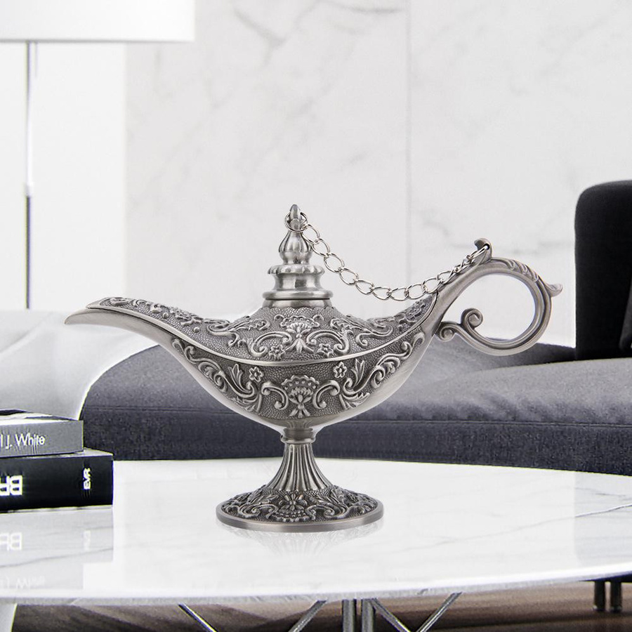 Aladdin Lampe Räuchergefäß aus Metall als dekoratives Schreibtisch Ornament - Bild 2