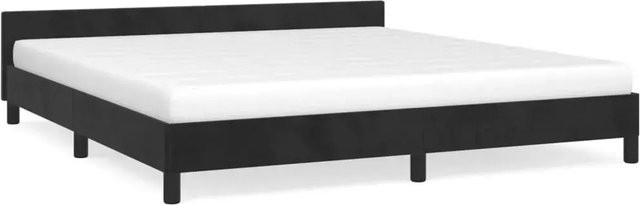 vidaXL Bettgestell mit Kopfteil aus Samt in Schwarz, B/T/H: 160 x 200 x 163 cm - Bild 1