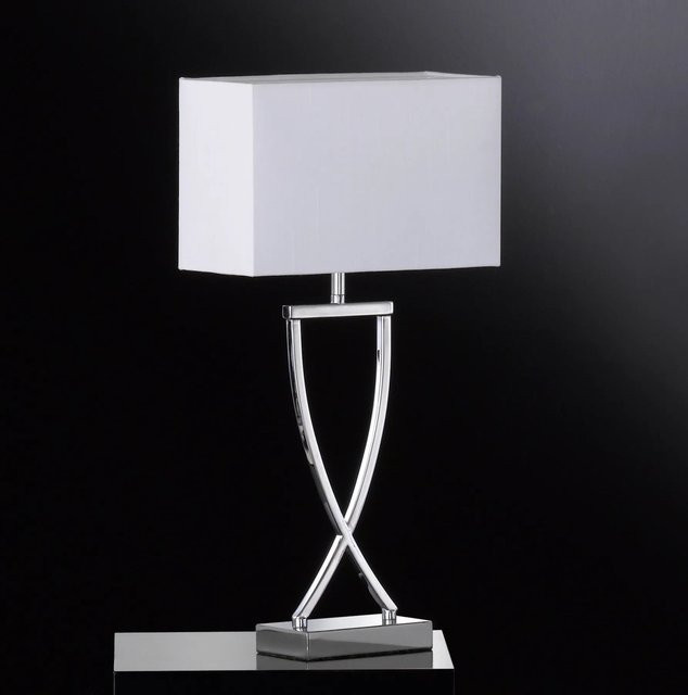 Fischer & Honsel Tischleuchte Anni modern in Chrom und Weiß mit E27 Fassung - Bild 1