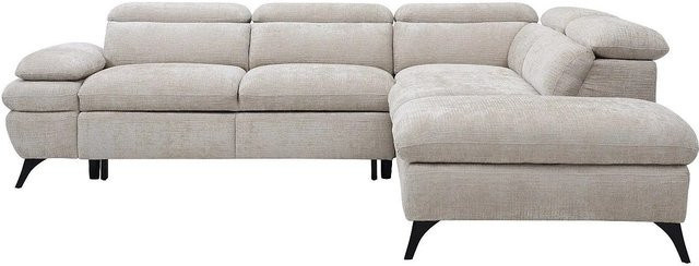 Vente-unique Schlafsofa Surdeli in Beige, L-Form mit verstellbarer Kopfstütze und Stoffbezug, Breite: 280 cm - Bild 1