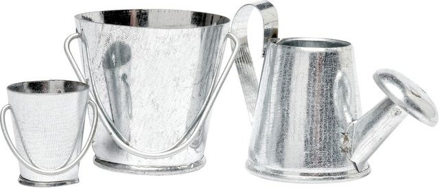 VBS Mini Garten-Set aus Metall in Zinkoptik Silber als Geldgeschenk für Tabletop - Bild 1