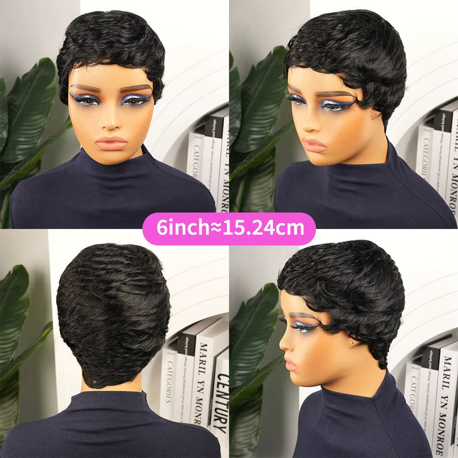 OYM HAIR Pixie-Schnitt-Perücke, Echthaar, brasilianisches Remy-Haar, gerade - Bild 5