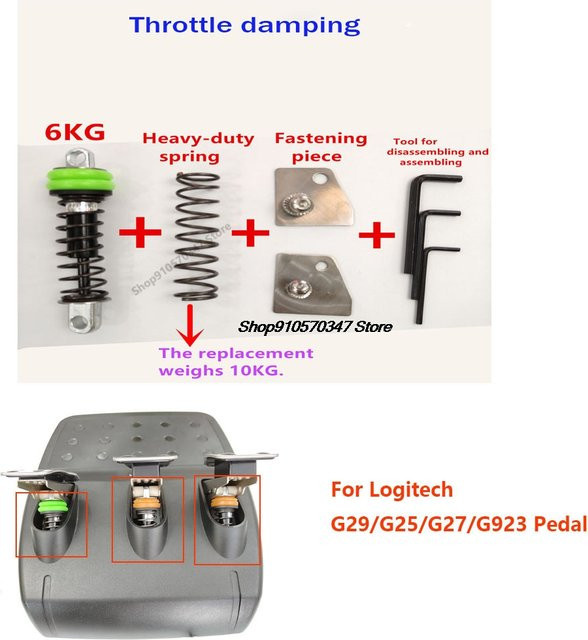 Logitech Racing Modifikation Pedal Kit für G25 G27 G29 G923 in Schwarz mit einstellbarer Dämpfung für Bremse und Gas - Bild 1