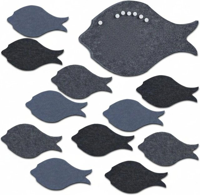 Relaxdays Filzpinnwand 12er Set aus Filz, selbstklebend, Anthrazit, Blau und Grau, B/H: 30 x 16 cm, Tiefe: 0,9 cm - Bild 1