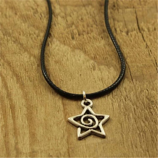 Cenxuan Handmade Halskette, Star Swirl Anhänger, Silber, Leder cord, Damen - Bild 1