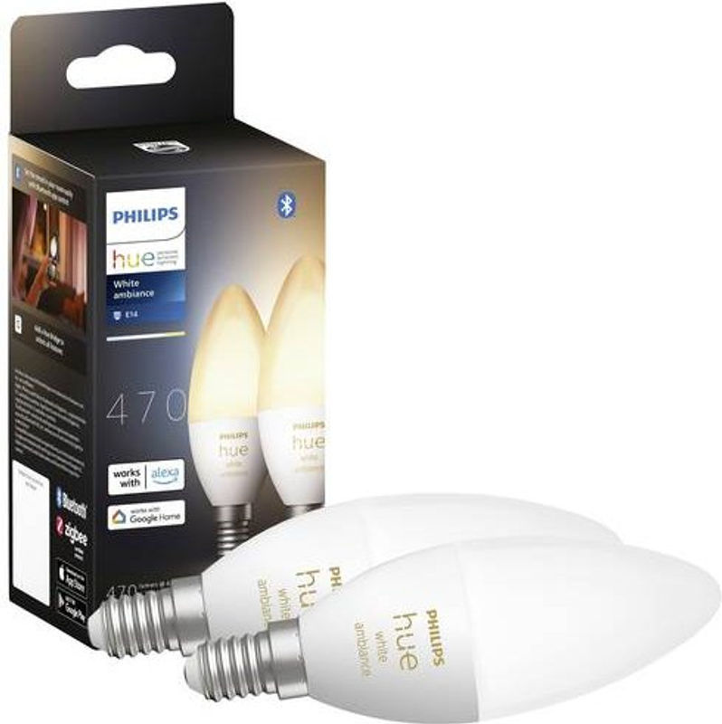 Philips Hue White Ambiance LED-Leuchtmittel Kerze E14 Doppelpack, dimmbar, Weiß - Bild 2