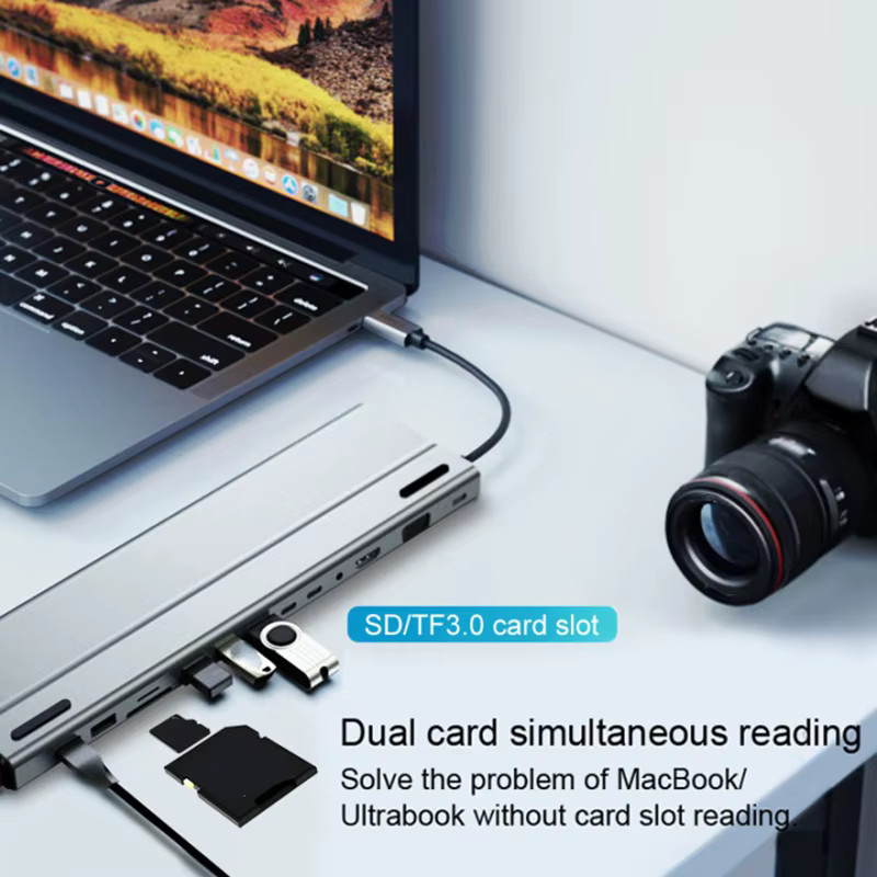 GGBEE 14-in-1 USB-C Dockingstation Multi-Port-Verteiler mit Hochgeschwindigkeits-Datenübertragung in Grau - Bild 2