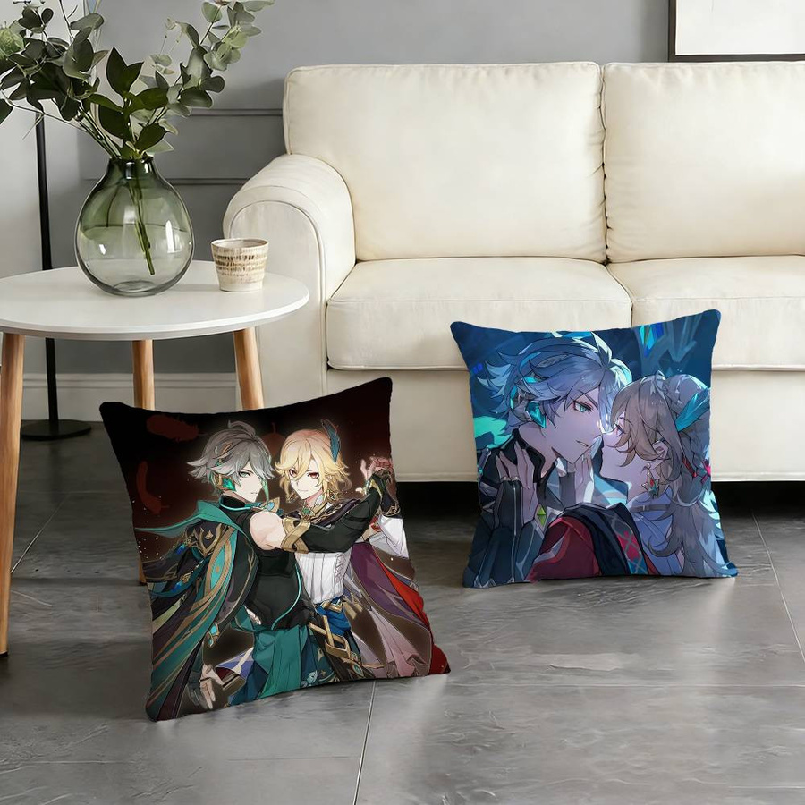 Genshin Impact Kissenbezug mit Kaveh und Alhaitham Motiv, Multicolor, B/B/H: 18 x 18 x 18 cm - Bild 2