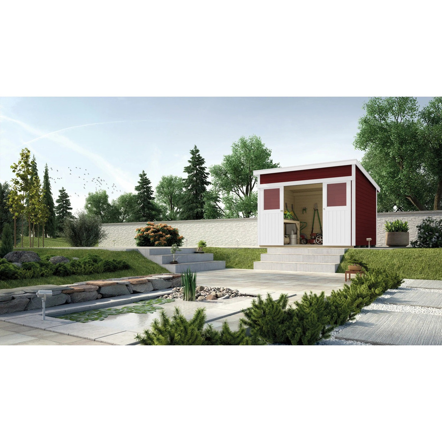 Weka Holz-Gartenhaus Turin mit Pultdach in Schwedenrot - Bild 2