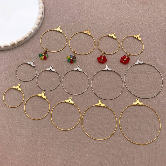 Creolen Edelstahl, Gold, Perle, Charms - Bild 1
