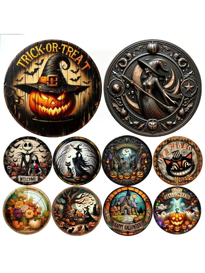Rundes Halloween Wandschild aus Metall von Potdemiel mit abstraktem Design, Durchmesser: 20 cm - Bild 7