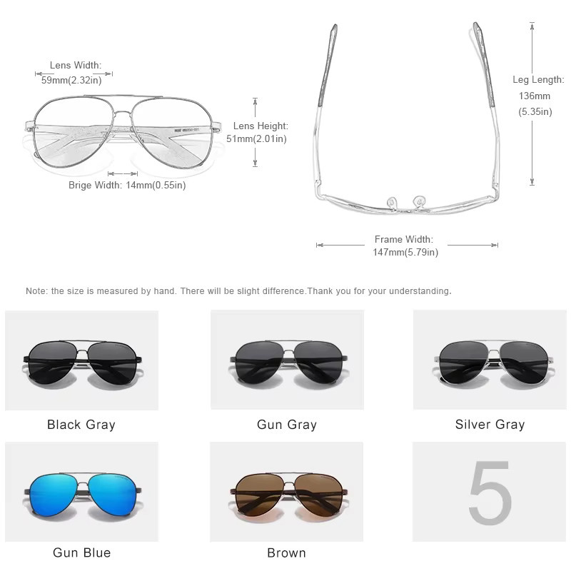 KINGSEVEN Sonnenbrille Aviator, Herren, Vollrand, Aluminium, polarisiert - Bild 4
