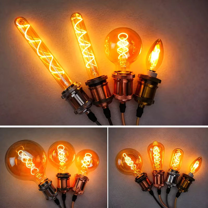 LARZI LED Retro Vintage Glühlampe Spirale Filament Globe, E14, 4W, 2200K Warmweiß, dimmbar, transparentes Glas - Bild 3