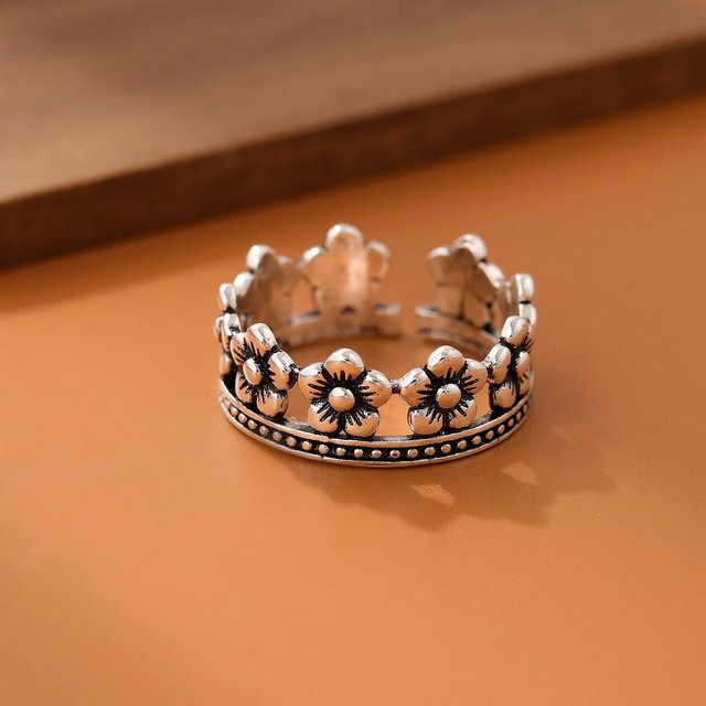 GaGa-Duck Ring 925 Silber, Krone Blume, Damen - Bild 1
