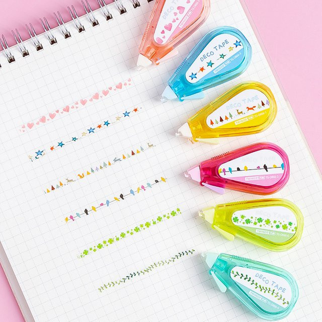 Kawaii Dekoratives Korrekturband mit Mini-Muster für Schule und Büro, B: 5 mm, L: 5 m, Mehrfarbig - Bild 1