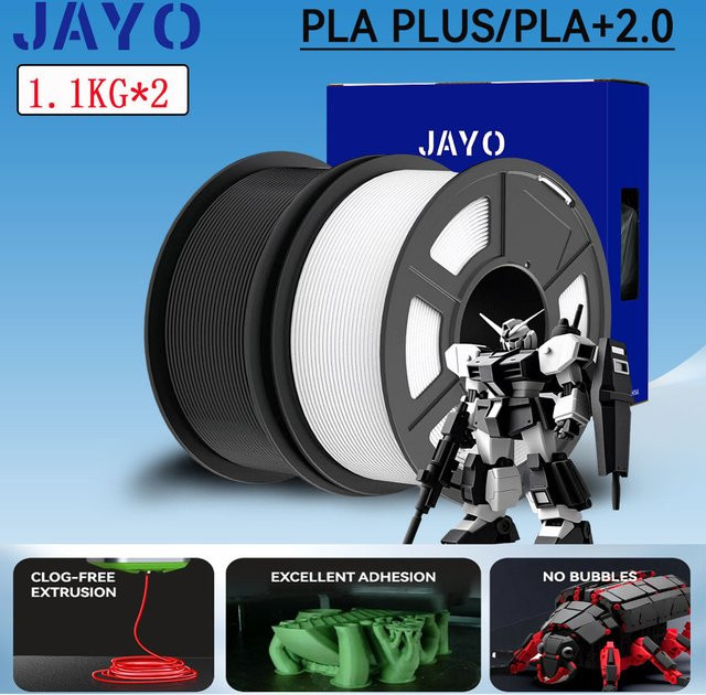 JAYO PLA+ 2.0 Filament Set für FDM 3D-Drucker, 2 Rollen Multicolour Fluooortan - Bild 1