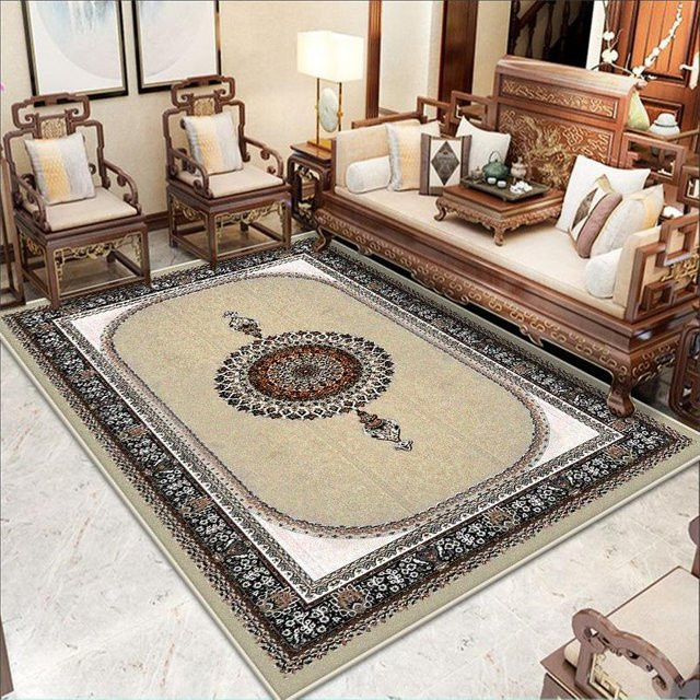 JGJG Wohnzimmerteppich mit klassischem Bordüren-Design in Beige, weich, rutschfest und maschinenwaschbar, B/T: 200 x 100 cm - Bild 1