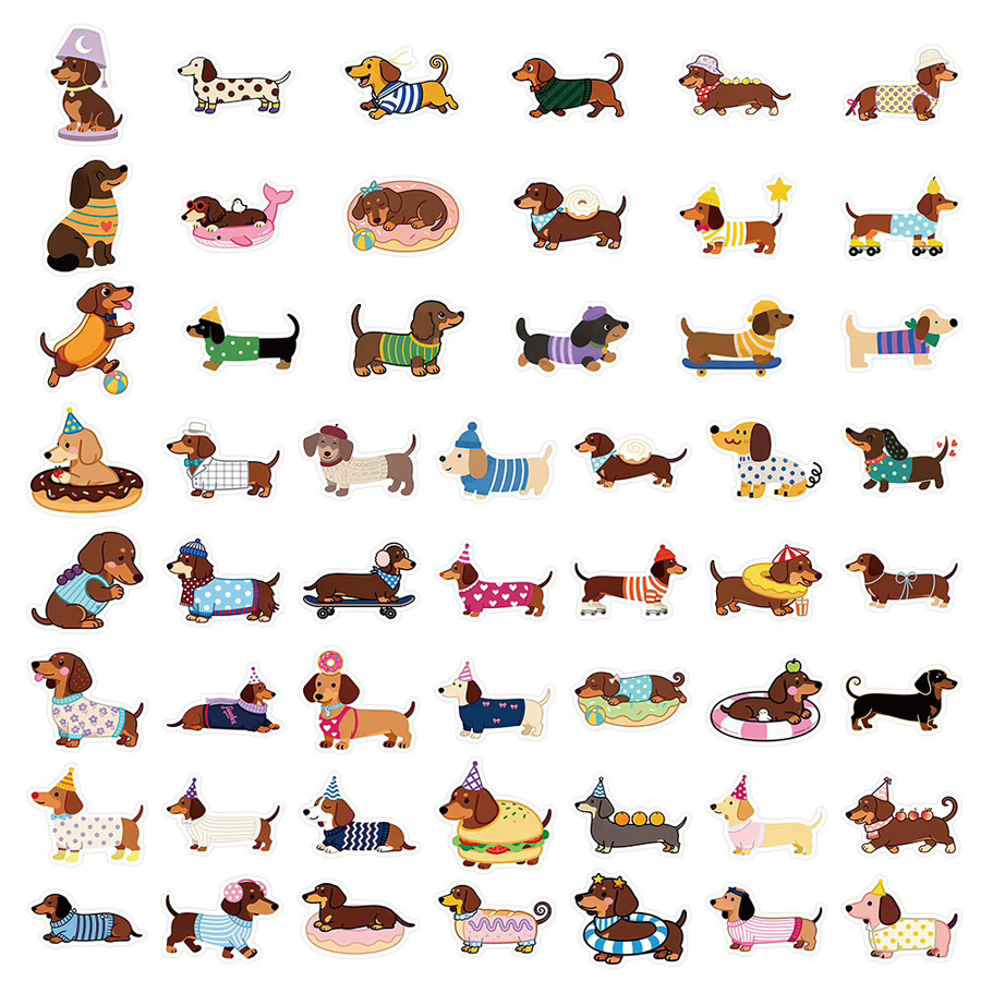 GOGOTU Dackel-Graffiti-Aufkleber, Cartoon Niedliche Hunde, 50-teiliges Set, multicolour - Bild 4