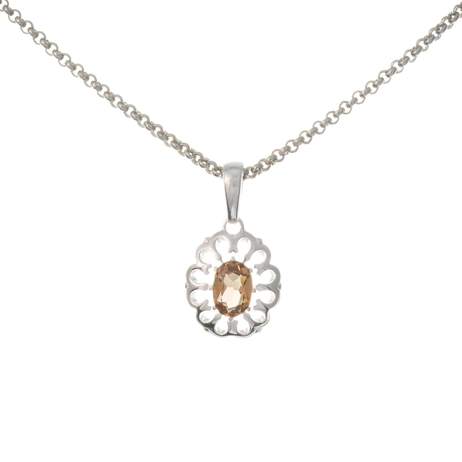 Anhänger mit Kette, 925 Silber, Zirkonia, cognac, Damen - Bild 1