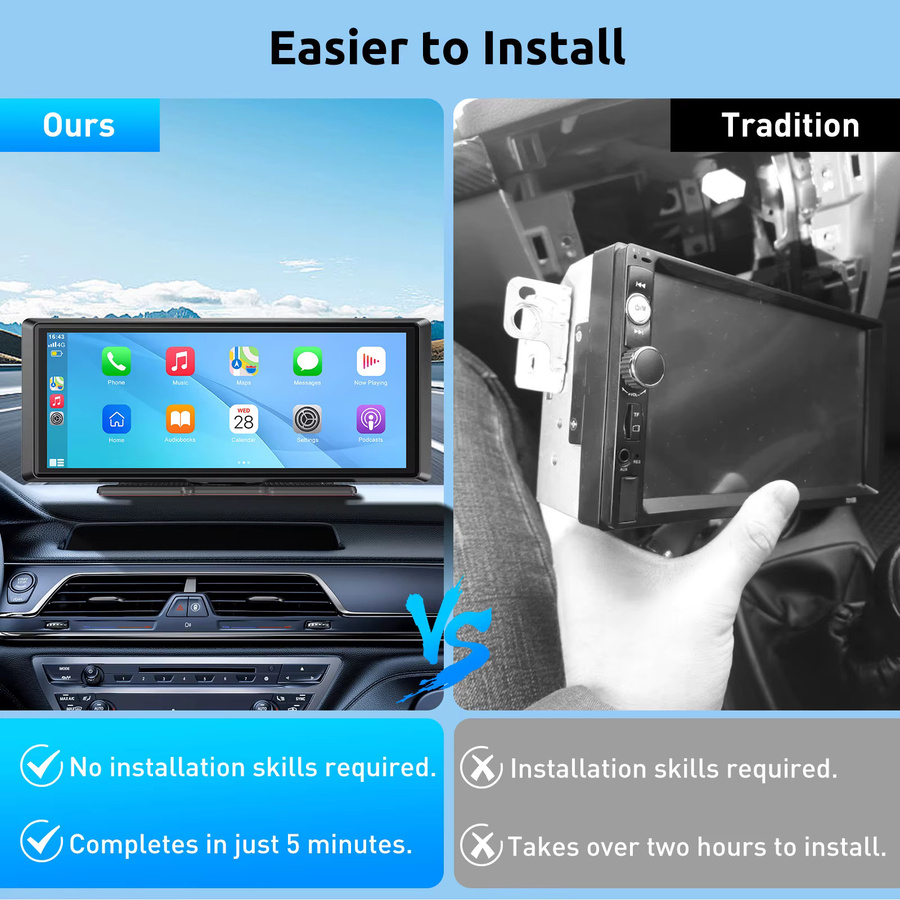 ESSGOO 8.1 Zoll IPS Touchscreen Universal Navigationsgerät mit Wireless CarPlay und Android Auto, GPS, Bluetooth, WiFi, FM, USB, AUX und KI-Sprachsteuerung in Schwarz für LKW, Bus, Wohnmobil und Transporter - Bild 3