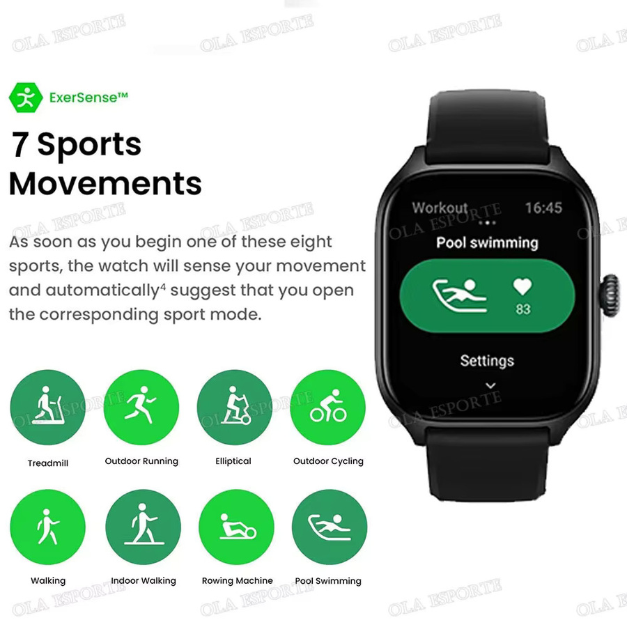 Ola Esporte Smartwatch HW12 in Pink mit 2,01 Zoll HD-Display, Bluetooth-Anruffunktion und Sportmodi für Android und iOS - Bild 3