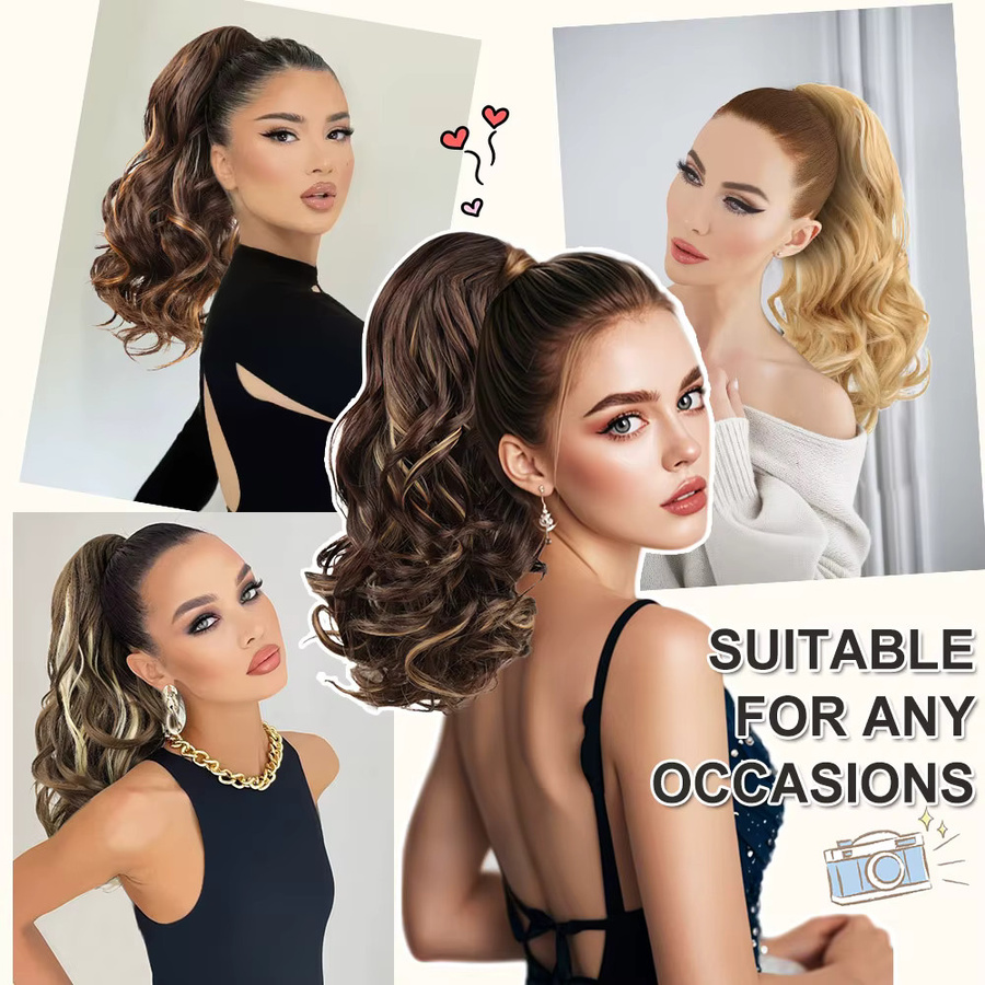 YAKIBEAUTY Haarverlängerung, synthetisch gewellt, Clip-in, Unisex - Bild 6