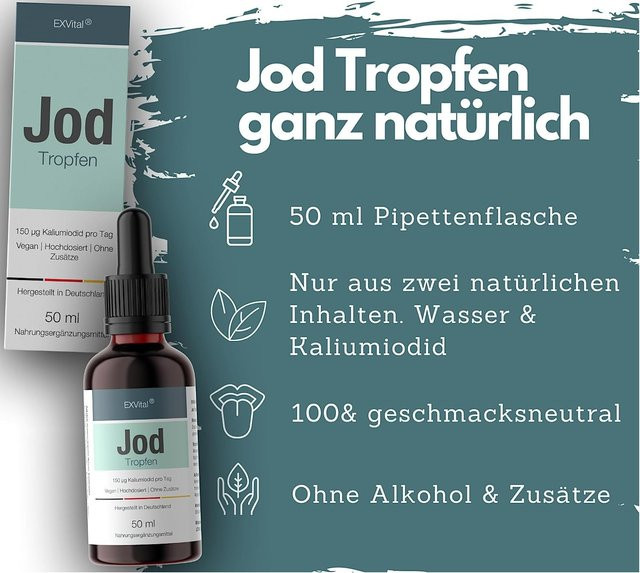 EXVital Jod Tropfen, hochdosiertes Kaliumiodid, 50 ml - Bild 1