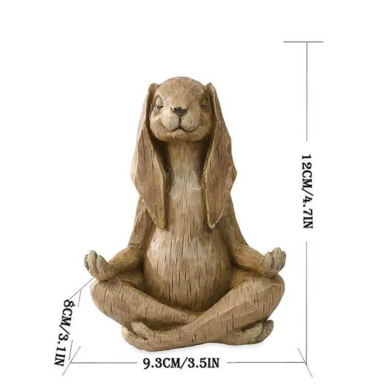 Meditierender Hase aus Kunstharz in Braun als dekorative Tierfigur für Garten und Haus von Bestbags - Bild 3
